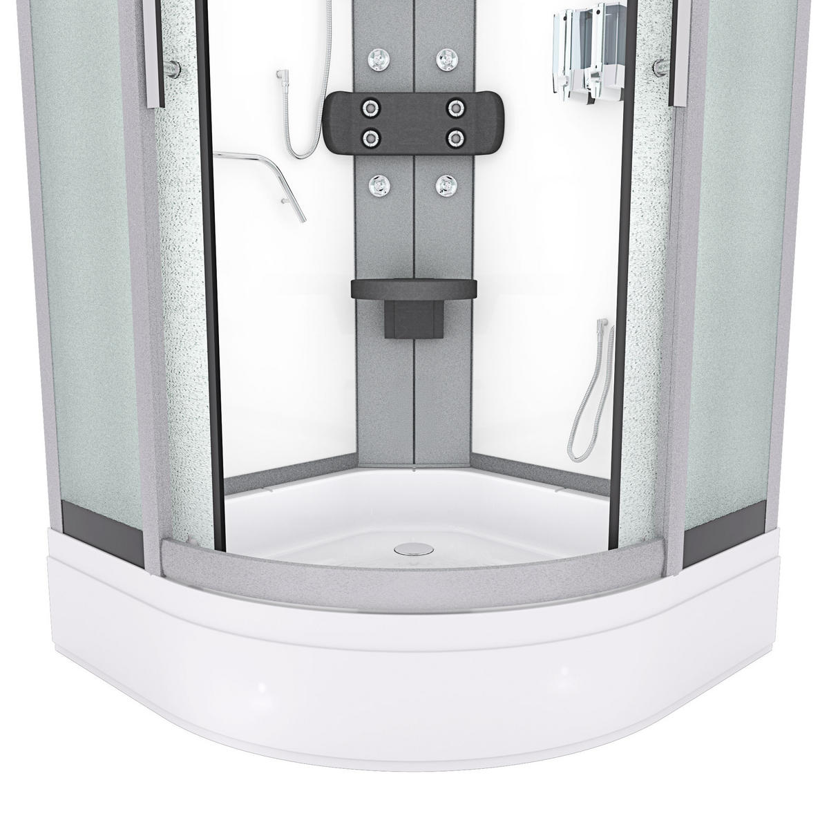 FERTIGDUSCHE Dusche D58-50M0-EC Weiß 90x90 - Weiß, Glas/Kunststoff (90/90/225cm) - AcquaVapore by Sandra Jentho