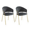 STUHL 2er-Set - Samt & goldfarbenes Metall - Grau - MADOLIA - Grau, Textil (55/81/55cm) - Pascal Morabito