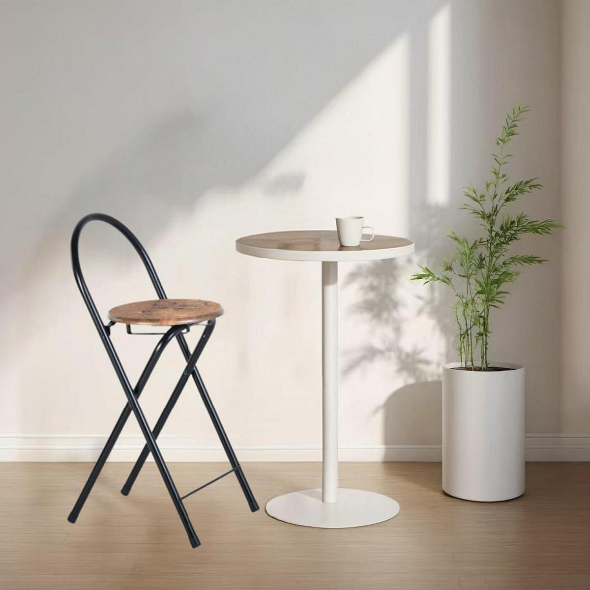 BARHOCKER Klappbar mit Lehne Vintage Braun und Schwarz 55,5 cm - Multicolor, Metall (36.5/78/41cm)