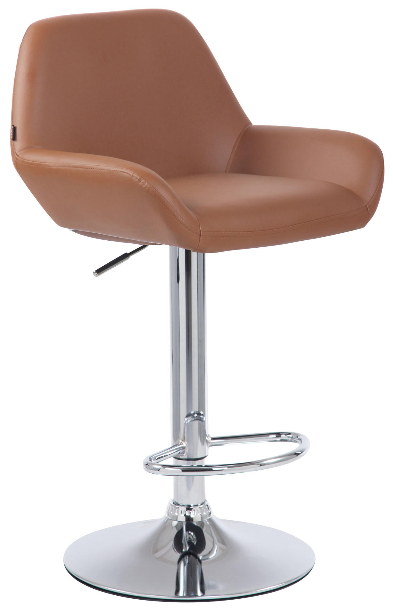 BARHOCKER 2er Set Lederlook hellbraun - Hellbraun/Chromfarben, Textil/Metall (51/89/52cm) - CLP