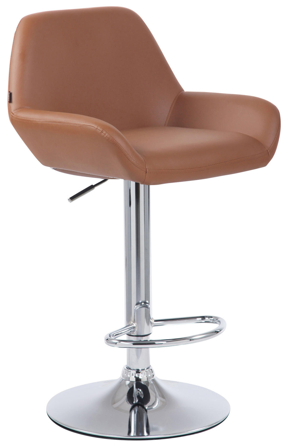 BARHOCKER 2er Set Lederlook hellbraun - Hellbraun/Chromfarben, Textil/Metall (51/89/52cm) - CLP