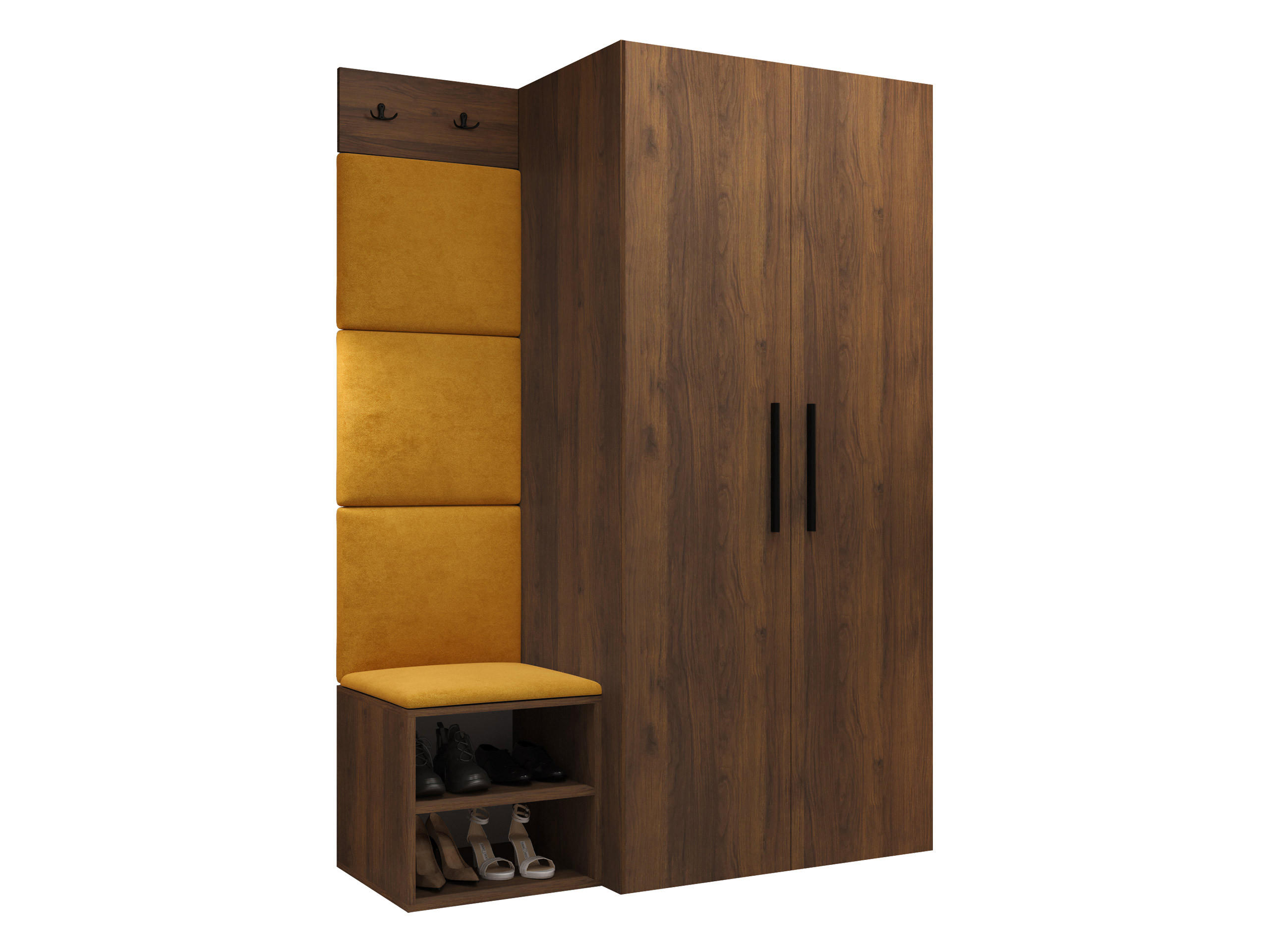 GARDEROBEN-SET Medi IV - Nussbaumfarben/Schwarz, Holzwerkstoff/Kunststoff (80/191/50cm) - MIRJAN24