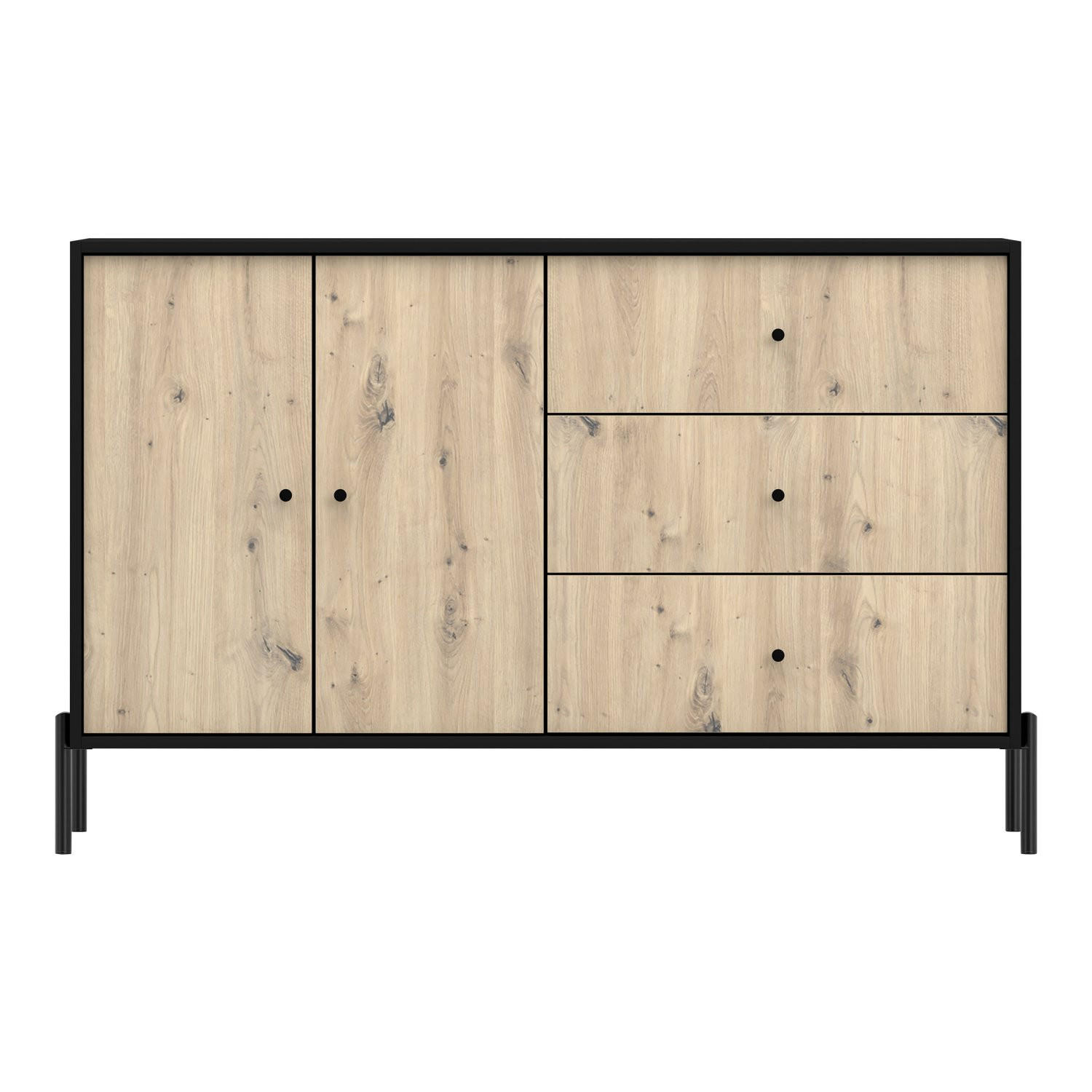 SIDEBOARD Raviero Schwarz/Artisan Eiche, 150 cm - Beige/Schwarz, Holzwerkstoff/Metall (150/98/40cm) - Selsey