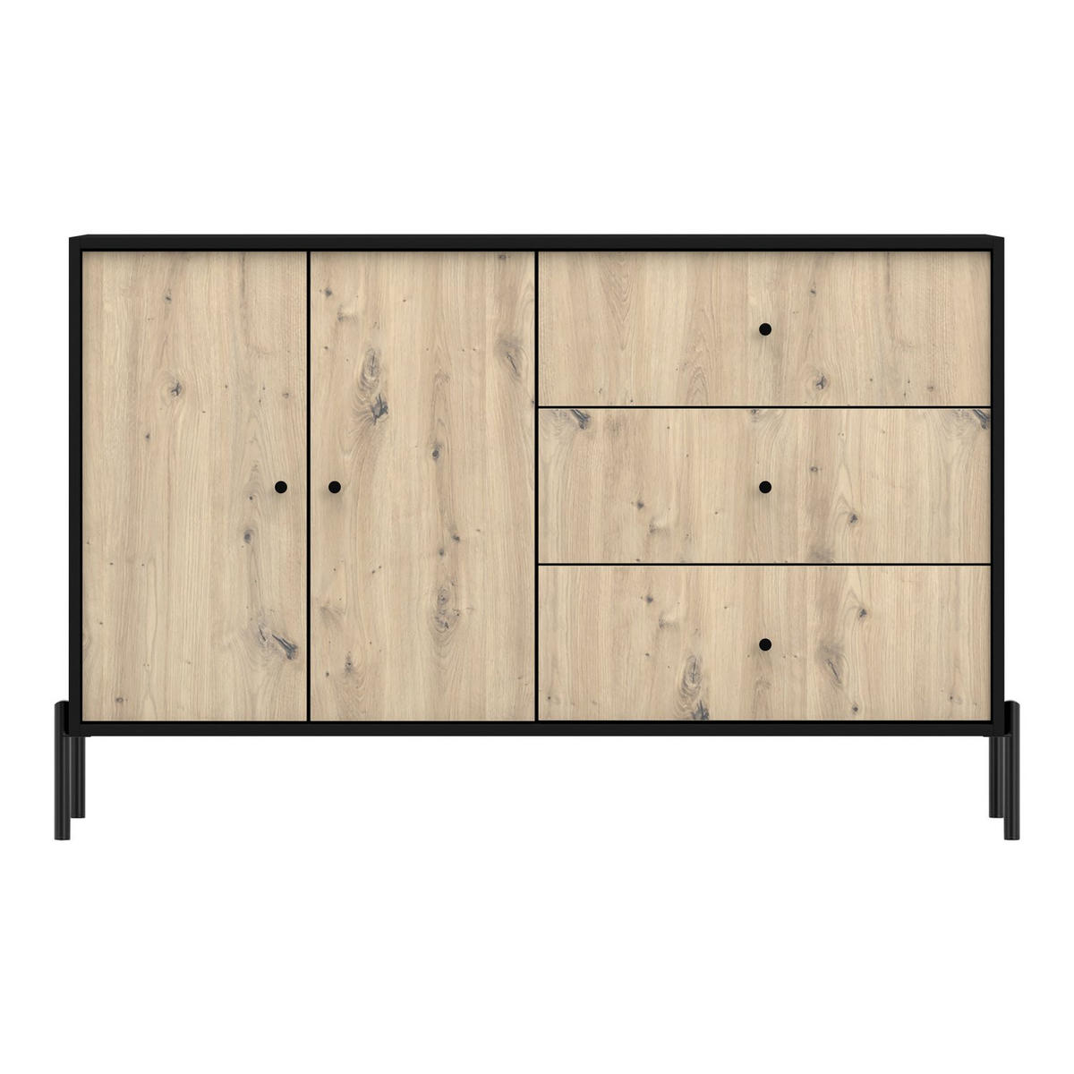 SIDEBOARD Raviero Schwarz/Artisan Eiche, 150 cm - Beige/Schwarz, Holzwerkstoff/Metall (150/98/40cm) - Selsey