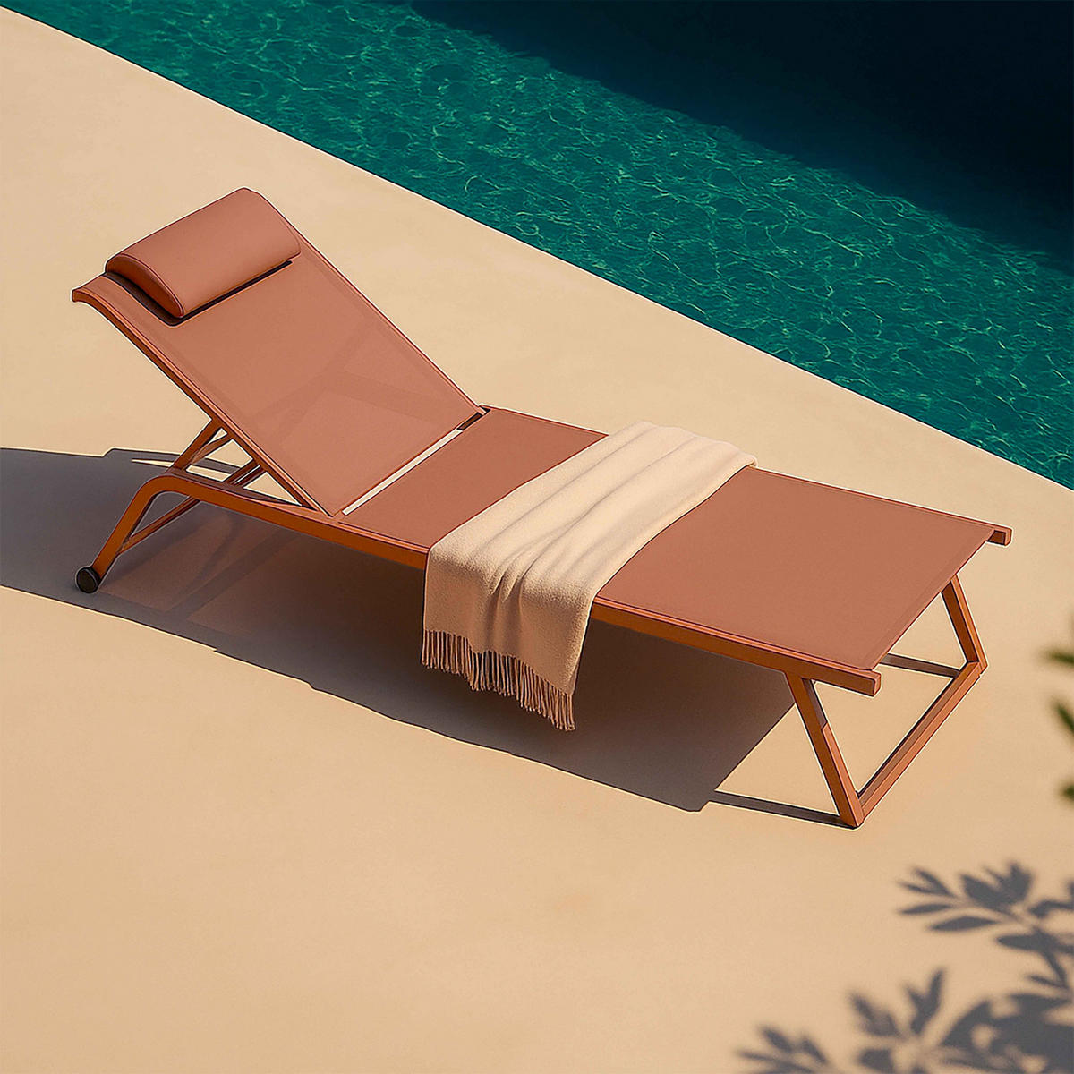 SONNENLIEGE 2-tlg., Terrakotta - Braun, Textil (70/69/182cm) - Oviala