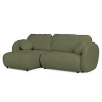 ECKSOFA Candy mit Schlaffunktion Grün Bouclé-Stoff - Ottomane links - Schwarz/Grün, Holz/Kunststoff (230/146cm) - S-Style Möbel