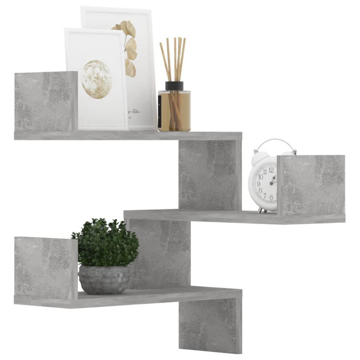 WAND-ECKREGALE 2 Stk. Betongrau 40x40x50 cm Holzwerkstoff - Grau, Holzwerkstoff (40/50/40cm) - furnicato