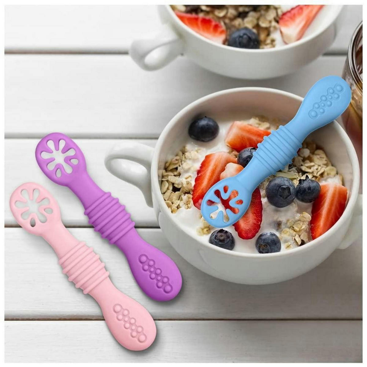 LERNLÖFFEL 4-teiliges Set Silikon Mehrfarbig - Multicolor, Kunststoff