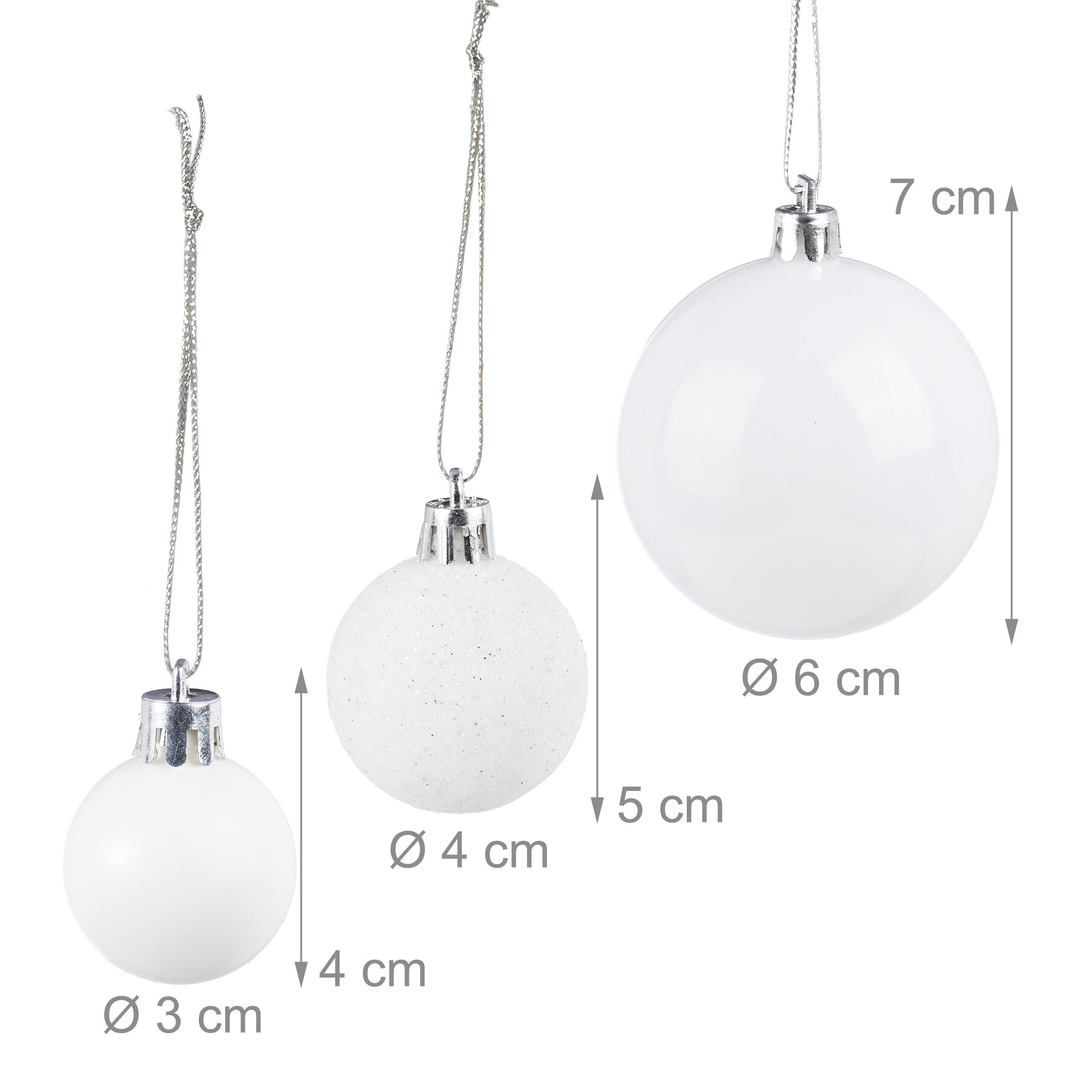 Thumbnail - Relaxdays 138Xweihnachtskugeln, Weiß, Kunststoff, Rund, 6x7x6 cm, Dekoration, Weihnachtsdekoration, Weihnachtsbaumschmuc...