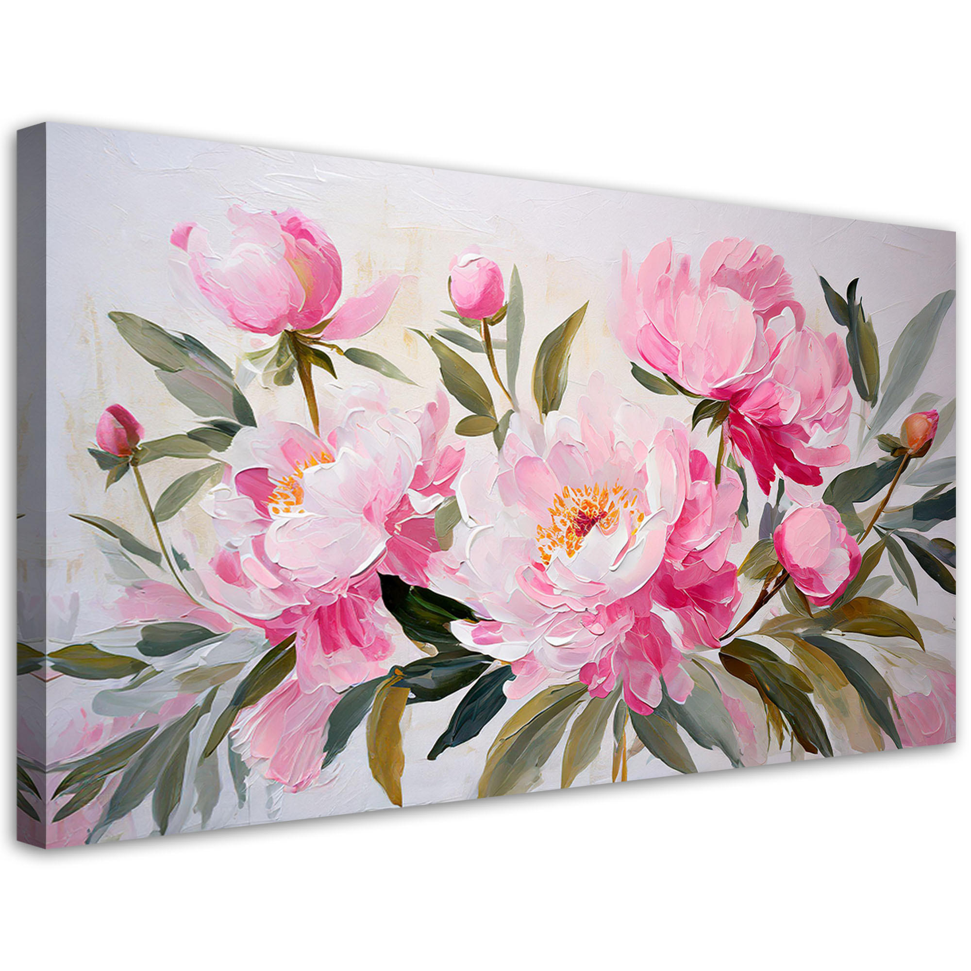 LEINWANDBILD Pfingstrosen Blumen Strauß Rosa 120x60cm - Rosa, Textil (120/60cm) - Feeby