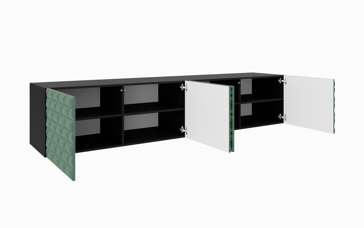 TV-SCHRANK CALI - Schwarz/Grün, Holzwerkstoff (200/41/40cm) - Meblini