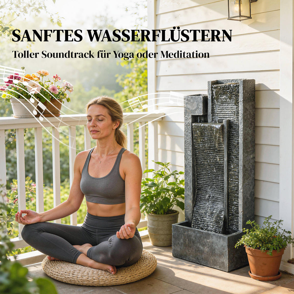 GARTENBRUNNEN Harz Dunkelgrau - Dunkelgrau, Kunststoff (38/19/101cm) - Outsunny