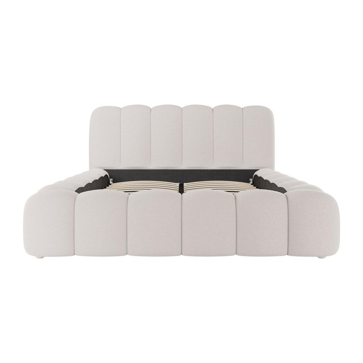 POLSTERBETT Catania 140x200 cm Creme Bouclé - Creme, Textil (140/200cm) - Juskys