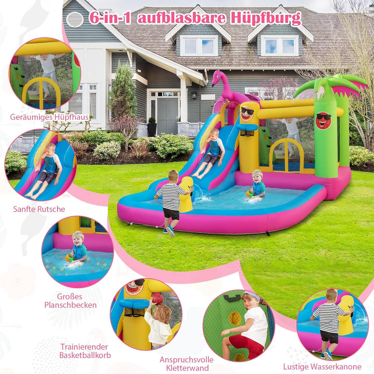 HÜPFBURG 260cm Multicolor - Multicolor, Kunststoff (300/450/260cm) - COSTWAY