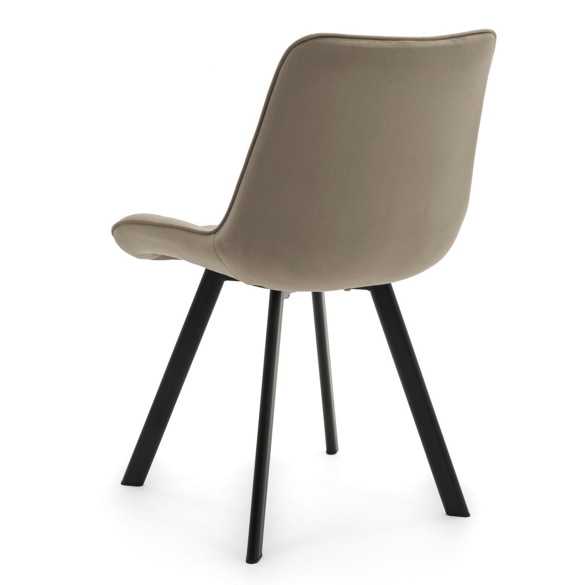 STUHL TORI gepolsterter mit Steppung - dunkelbeige - Samt Velour - Schwarz/Braun, Textil/Metall (53/86/60cm) - NEW HOME