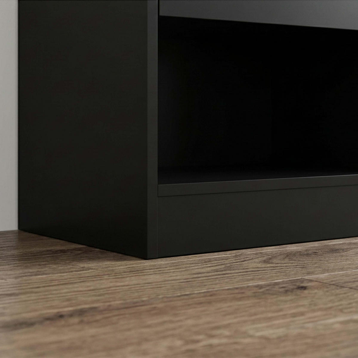 NACHTTISCH Schwarz mit Schublade MDF - Schwarz, Holzwerkstoff (39/41/28cm) - Relaxdays