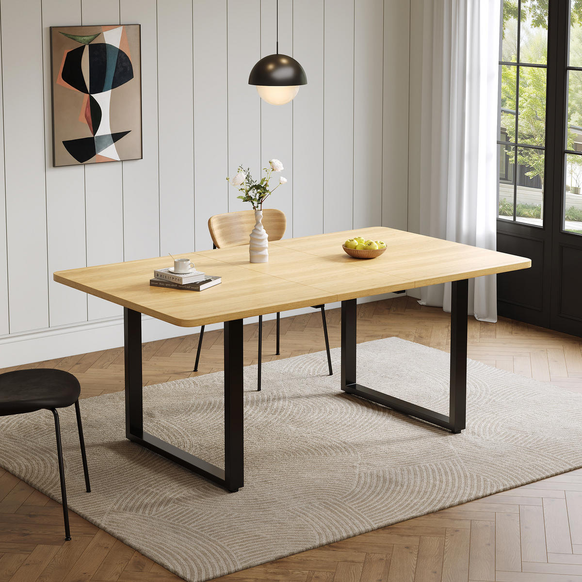 STOL 140/180/220/80 cm, MDF, hrast boje, rasklopni - boje hrasta, drvni materijal (220/90/75cm) - BEAOK