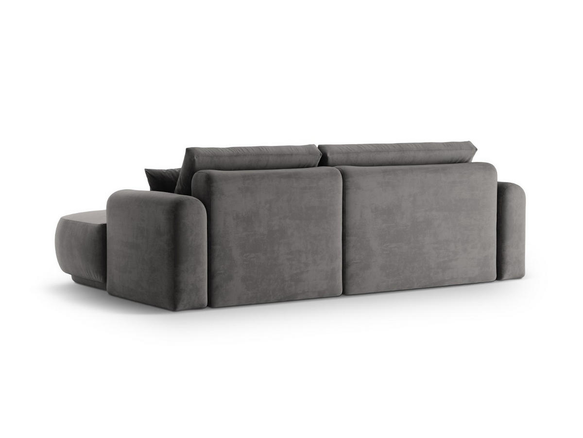 SCHLAFSOFA modular mit Bettkasten rechts Ella aus Samt grau 5 Sitzplätze - Grau, Textil (174/271cm) - Micadoni