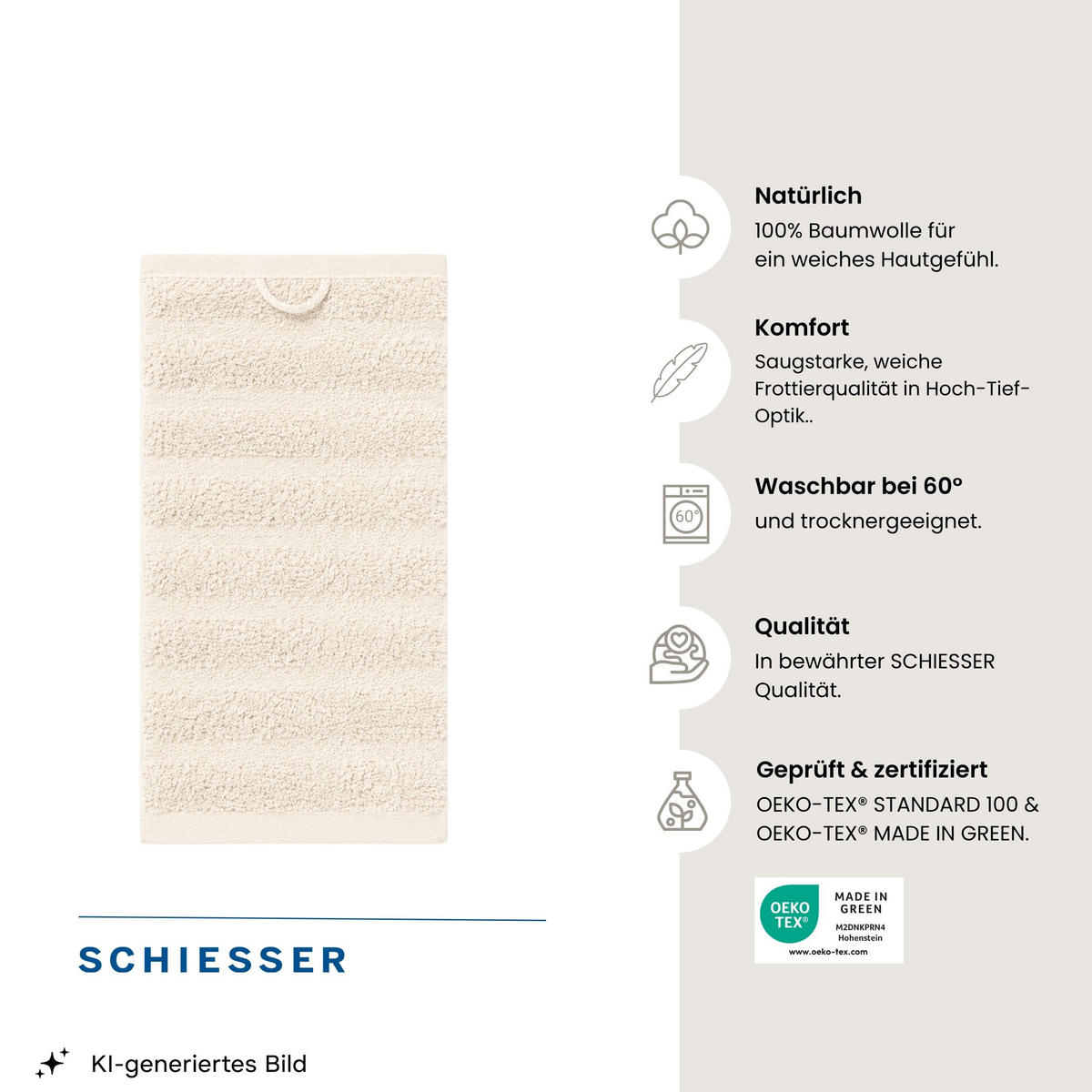 GÄSTETUCHSET Neapel - 5-teilig - 30x50 cm - Creme - Creme, Textil (30/50cm) - SCHIESSER