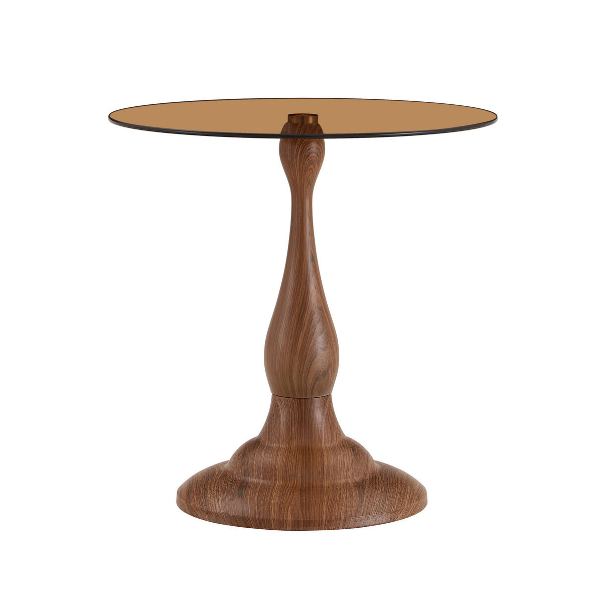 BEISTELLTISCH DE-37360 rund mit Glasplatte und geschwungenem Sockel Braun - Braun, Metall (50/50/51.5cm) - ComfortXL