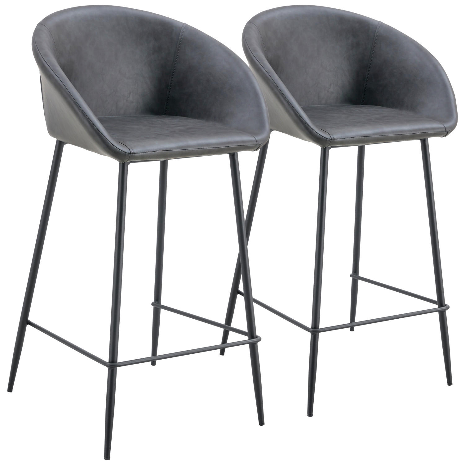 BARHOCKER Achille Dunkelgrau 2er-Set - Grau, Kunststoff (52/91/59cm) - Happy Garden