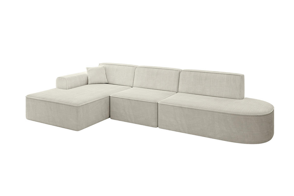 ECKSOFA Ottomane Links IREA-L2-v3 - 328x171x79 cm Hellgrau - Ecru/Beige, Holzwerkstoff/Textil (328/171cm) - ALTDECOR