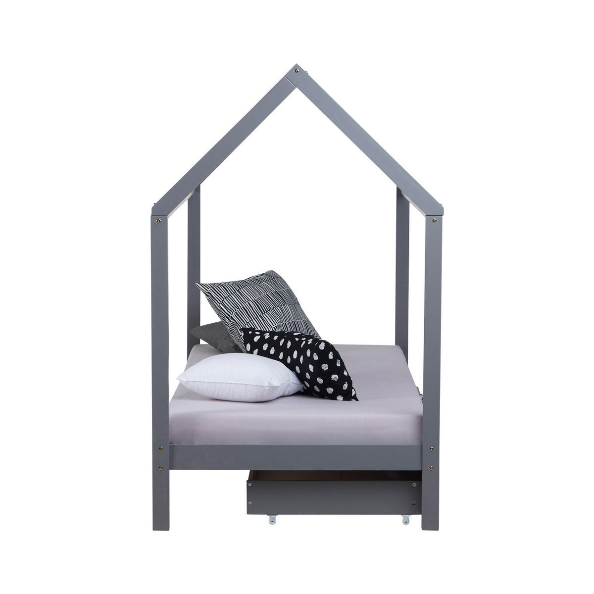HAUSBETT mit Stauraum 90/200 cm Grau - Grau, Holz (206/160/98cm) - Homestyle4u
