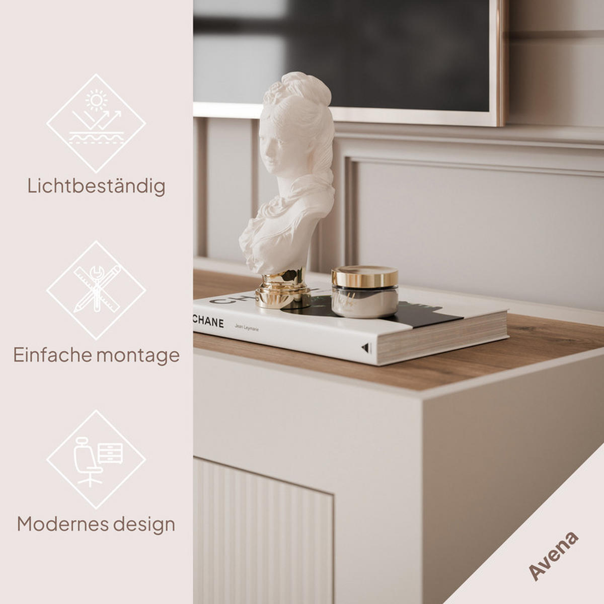 TV-LOWBOARD AVENA stehend, 177 cm Kaschmir/Eiche - Kaschmir, Holzwerkstoff/Kunststoff (177/52/40cm) - Idohome
