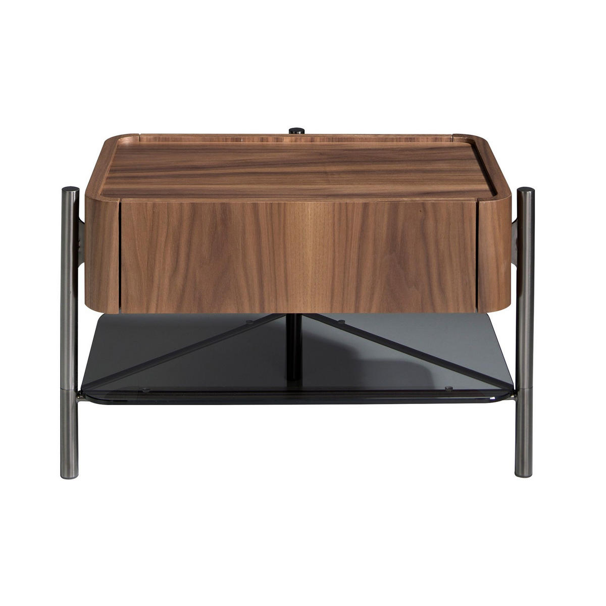 NACHTTISCH Nussbaum und dunkler Stahl - Silberfarben/Nussbaumfarben, Holz/Holzwerkstoff (65/39/39cm) - ANGEL CERDA