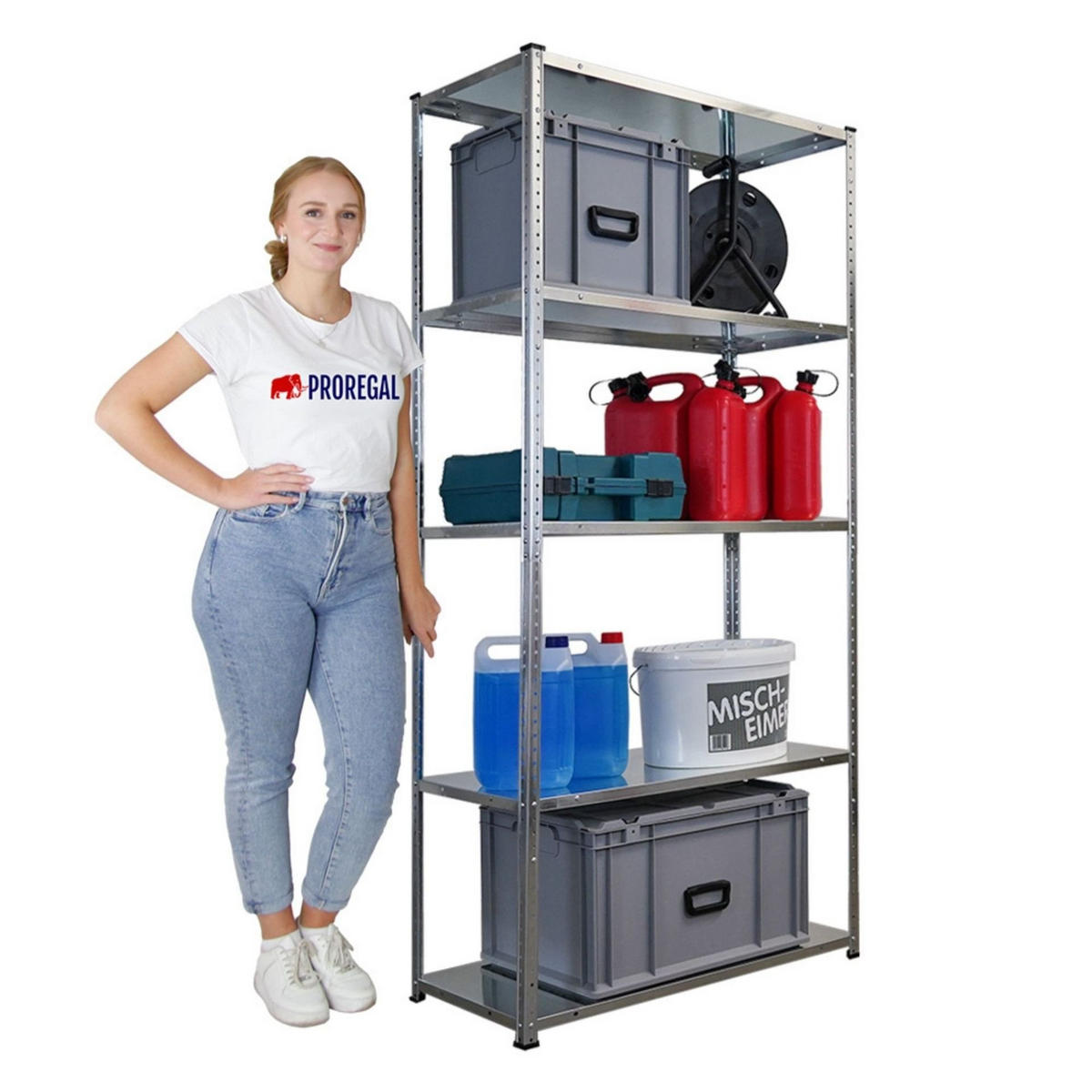 SCHRAUBREGAL Haldor 2er-Set 180x90x40cm Fachlast 100 kg Verzinkt - Silberfarben, Metall (180/180/40cm) - PROREGAL