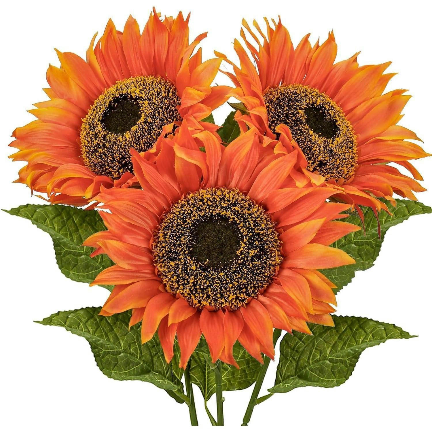 KUNSTBLUMEN Sonnenblumen 3-teiliges Set 81 cm Orange - Orange, Textil (80cm)