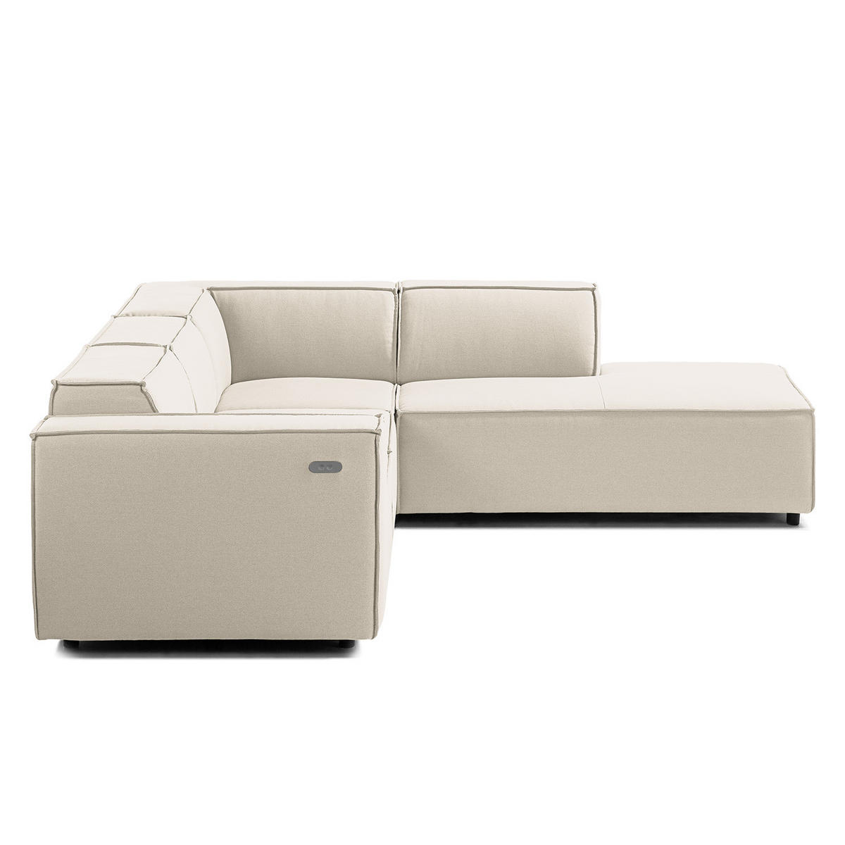 ECKSOFA mit Ottomane - Schwarz/Weiß, Kunststoff/Textil (260/234cm) - home24