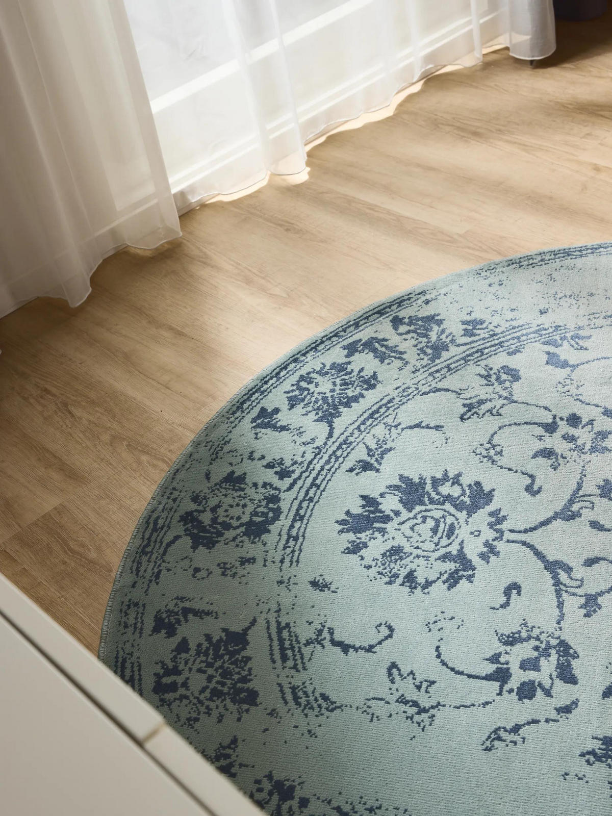 VINTAGE-TEPPICH Suki ø 160 cm rund - Türkis, Kunststoff (160/160cm) - benuta