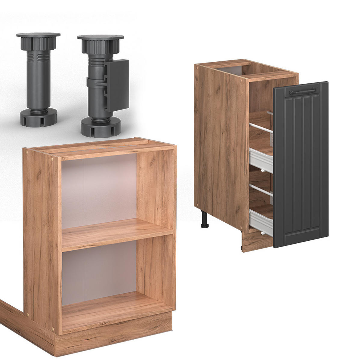 KUCHYŇSKÝ OSTROV Fame-Line Tmavě šedá - medově dubová/tmavě šedá, kompozitní dřevo (90/82/60cm) - Vicco