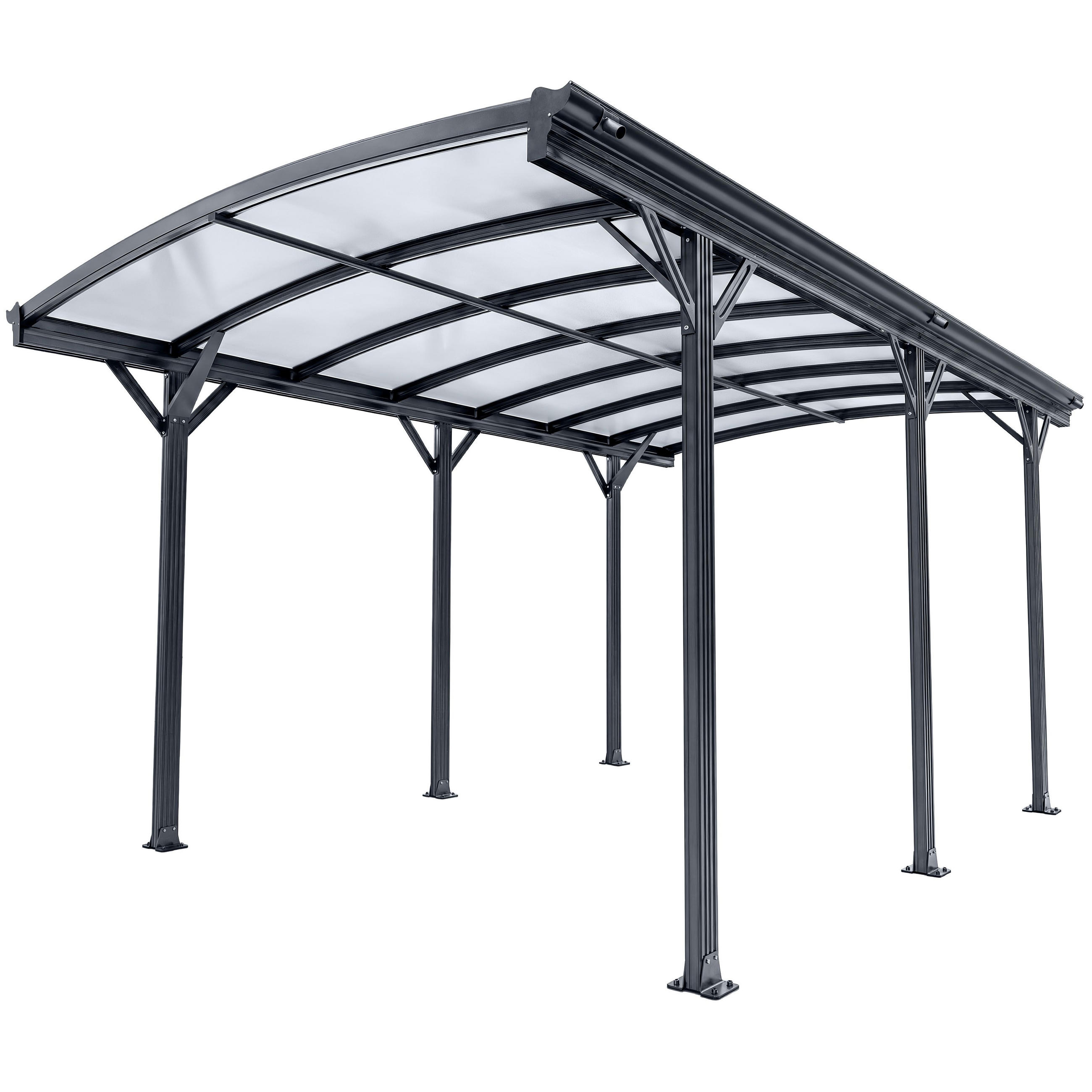 CARPORT mit Bogendach 5x3 m dunkelgrau - Dunkelgrau, Metall (302/233/505cm) - Juskys