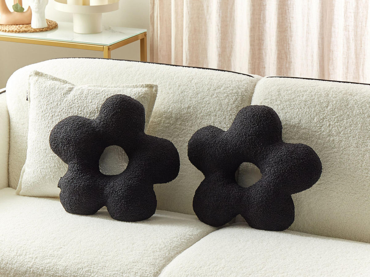 DEKOKISSEN 2er-Set Schwarz 40/40 cm Camponula - Schwarz, Kunststoff (40/40cm) - Beliani