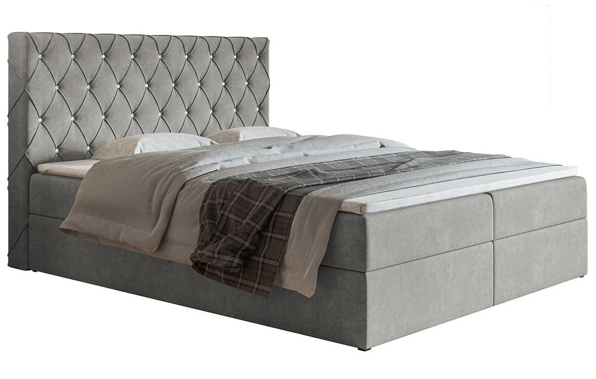 BETT Grau FOX 4 Kontinentalbett 180x200 cm - Grau, Textil (180/200cm) - Sepro Meble