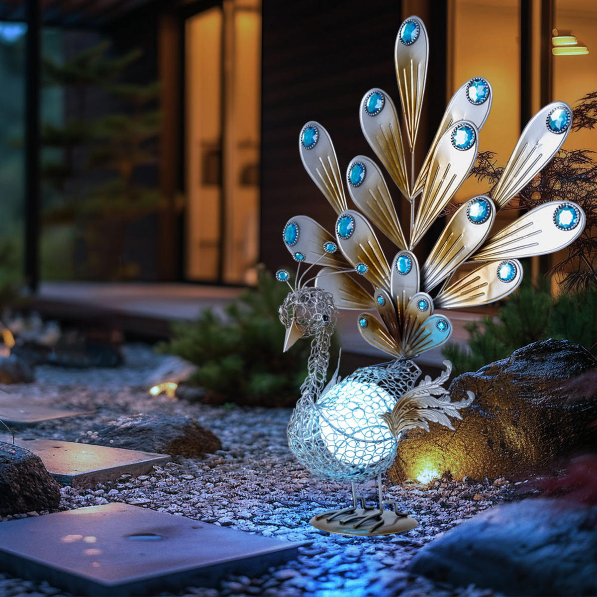 LED AUSSENLEUCHTE Solar Silber - Silberfarben, Metall (38/21.3/56.8cm) - Globo Lighting