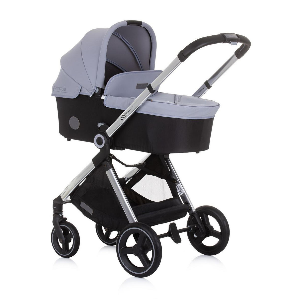 KINDERWAGEN Elite 3 in 1 grau i-Size Babyschale Sportsitz Babywanne Tasche - Grau, Metall (75/58/111cm) - Chipolino