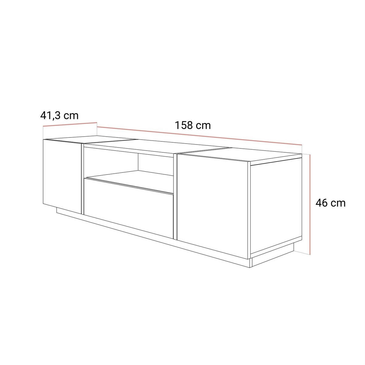 TV ELEMENT ONYX Kaschmir Hochglanz - Kaschmir, Holzwerkstoff (158/46/41.3cm) - Lookway