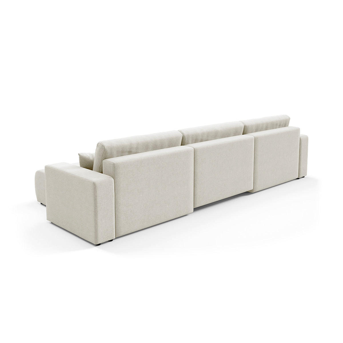 PANORAMASOFA Giulia 5 Sitzplätze Cremefarben - Weiß, Holz (344/82/149cm) - Petits-meubles