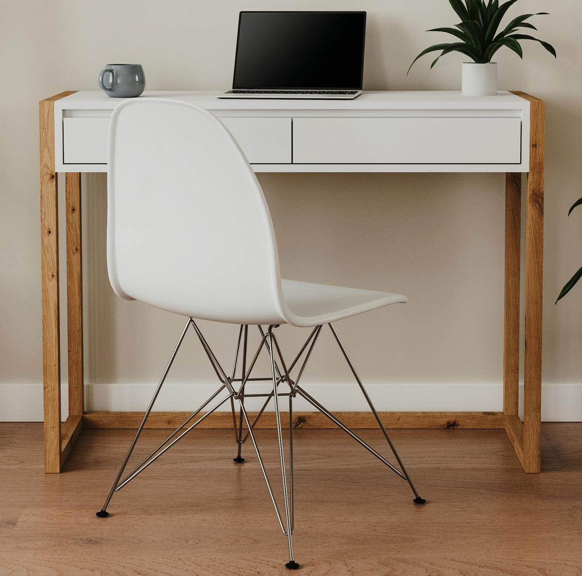 SCHREIBTISCH weiß, Eiche Artisan 100 cm, Laptoptisch mit Schubkästen - Eiche Artisan/Weiß, Holzwerkstoff (35/100/75cm) - Furn.Design
