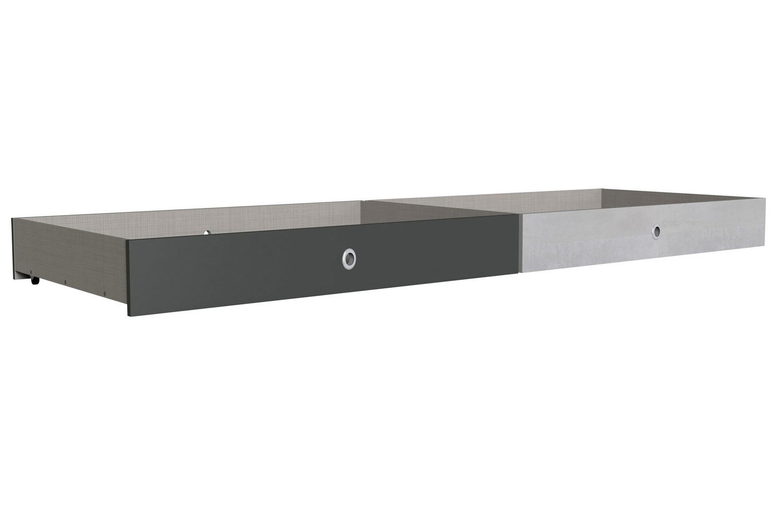 BETTSCHUBLADE graphit / Beton Lichtgrau 100 / 59 / 17cm (2er-Set) - Hellgrau/Graphitfarben, Holz/Holzwerkstoff - Wimex
