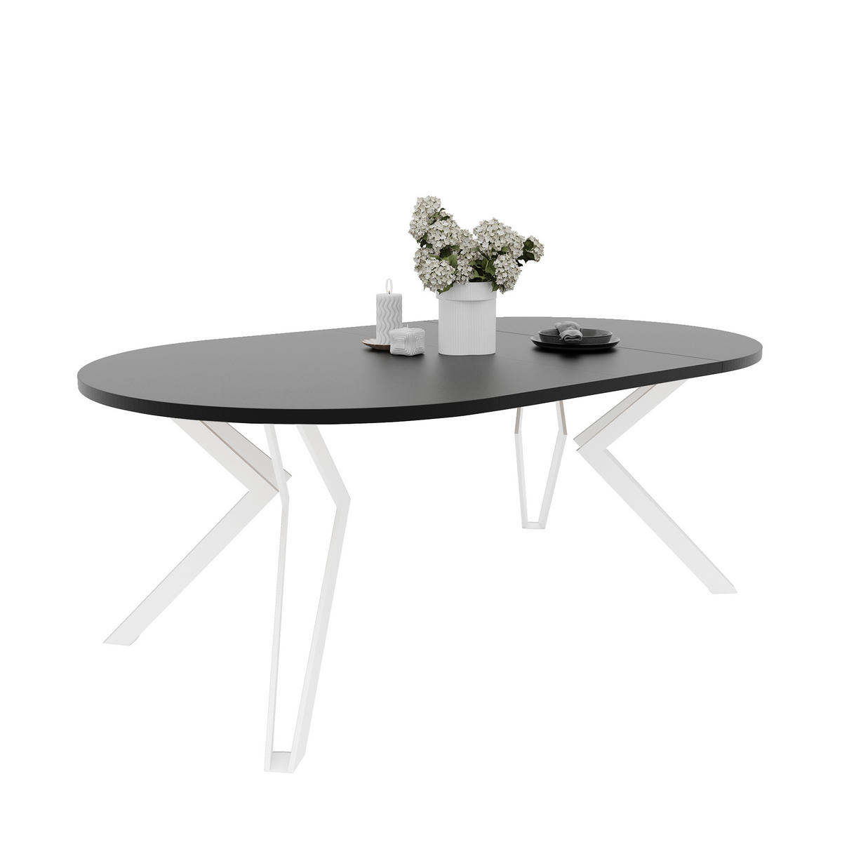 ESSTISCH ausziehbar aus MDF, Schwarz - Schwarz/Weiß, Holzwerkstoff (120/120/76cm) - Idohome
