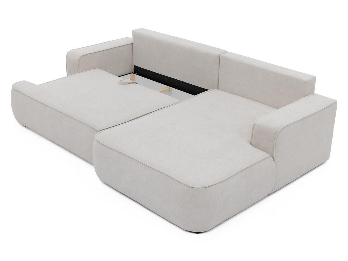 ECKSOFA Mono, Seite: Links - Creme/Schwarz, Holz/Kunststoff (260/168cm) - MIRJAN24