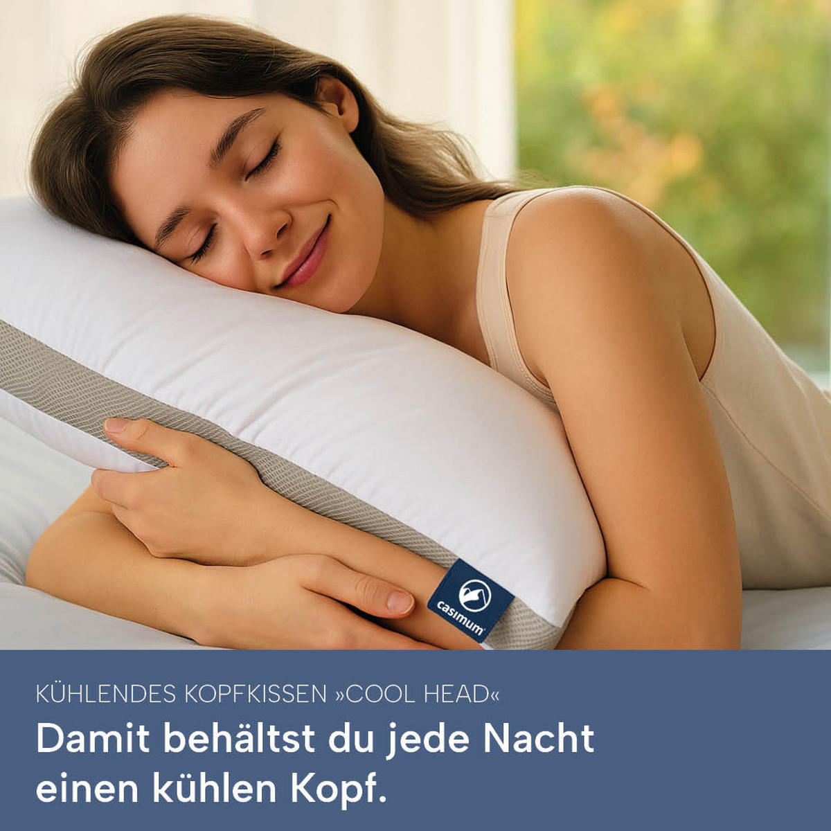 KOPFKISSEN kühlend COOL HEAD, Nackenstützkissen, 40x80 mit 6cm Aussensteg, Rücken- & Seitenschläfer - Weiß, Textil (40/80cm) - casimum