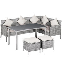 GARTENMÖBEL Set, PE-Rattan, Grau+Creme - Creme/Grau, Kunststoff - Outsunny