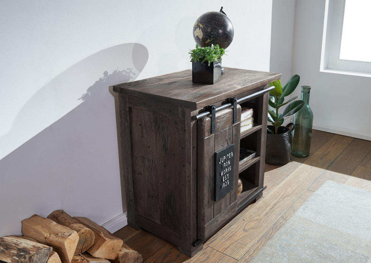 KOMMODE Mango 70x45x70 grau lackiert RAILWAY #224 - Grau, Holz (70/70/45cm) - Massivmoebel24