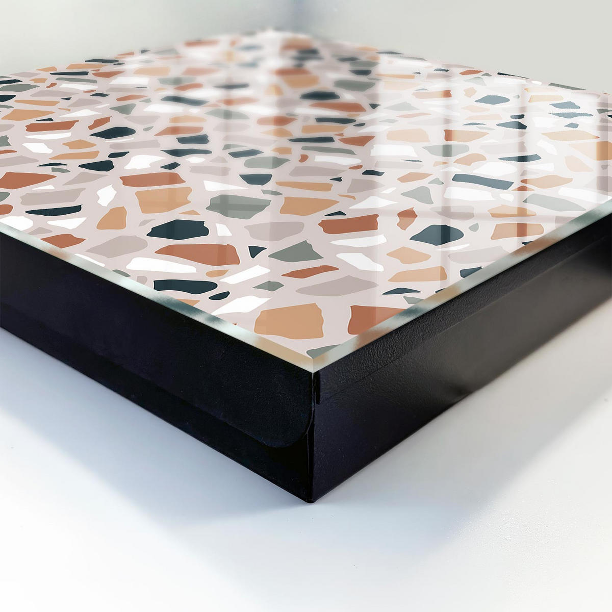 SCHLÜSSELBOX Schwarz 30x30 cm- Türöffnung nach rechts - Steinmosaik - Beige, Metall (30/30/5cm) - TULUP