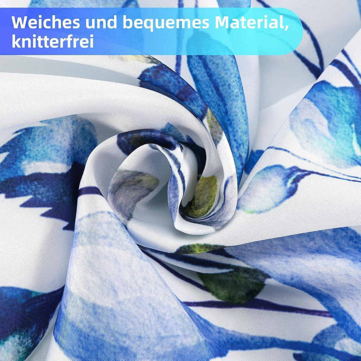 DUSCHVORHANG mit Haken Blau 200 x 240 cm - Blau, Textil (240/200cm)